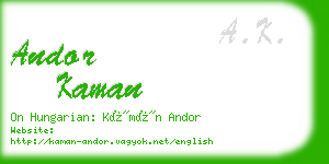 andor kaman business card